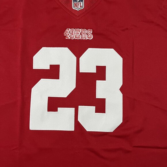 San Francisco 49ers #23 Christian Mccaffrey Red Jersey Size L - Picture 3 of 6